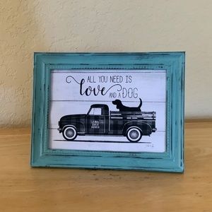 Farmhouse Dog and Truck picture 5x7 w/frame